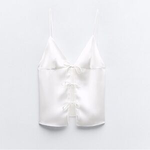 Zara NEW WITH TAGS white tie tank top, size XS